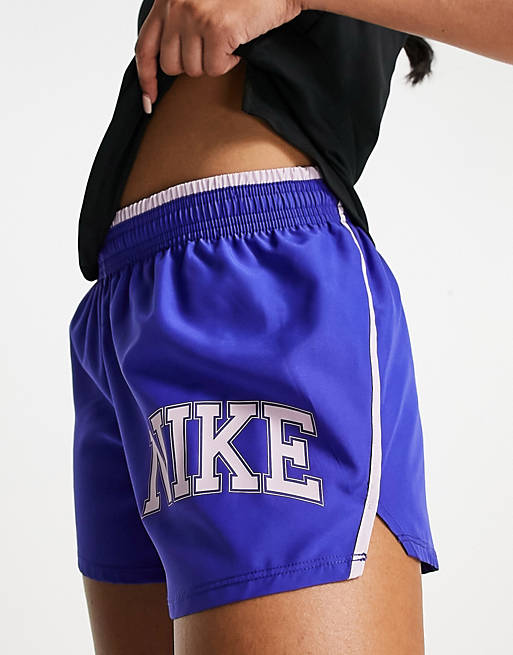 Nike Running Dri-FIT Swoosh 10k heritage logo shorts in dark blue 
