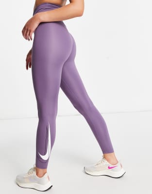 Nike Dri fit Swoosh 7 8 Leggings In Dusty Purple ModeSens