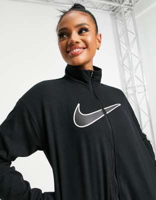 Nike Dri-fit Swoosh Fleece Running Jacket In Black