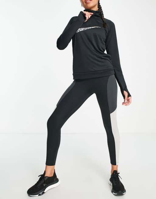 Nike Running Dri-FIT Swoosh half-zip midlayer long sleeve top in black