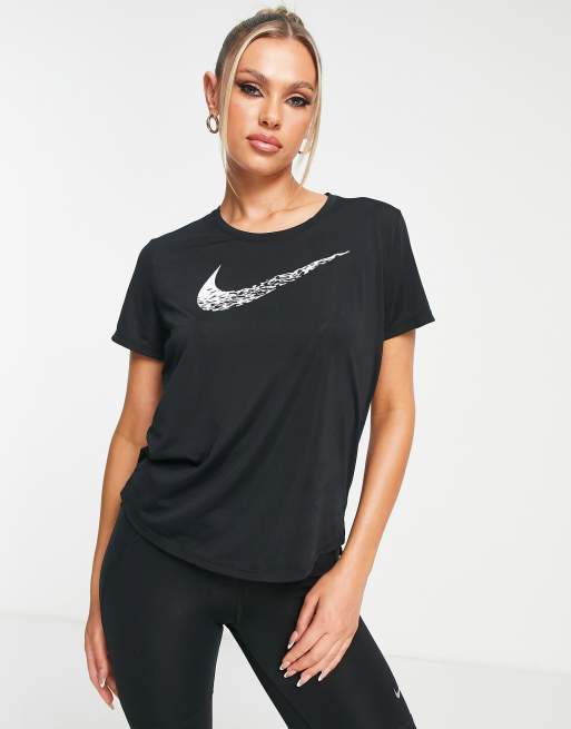 Black nike t shirt with best sale white tick