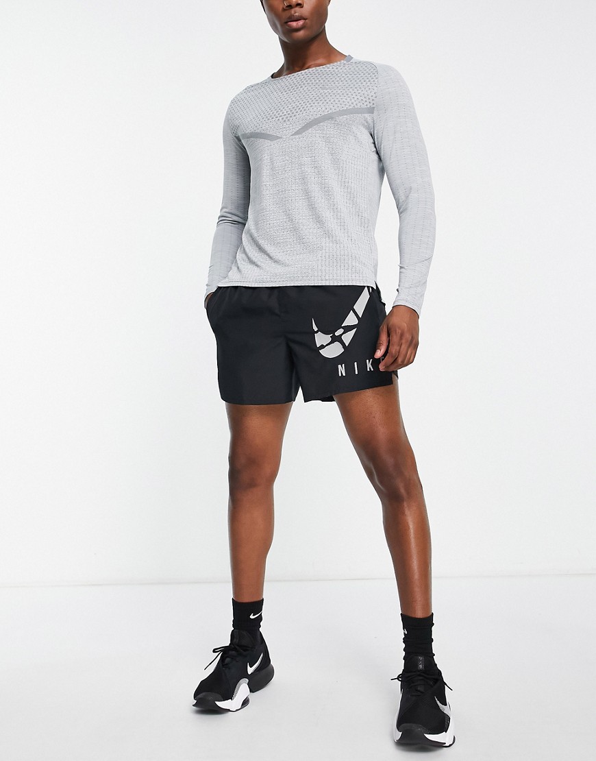 Nike Running Dri-FIT techknit long sleeve top in gray