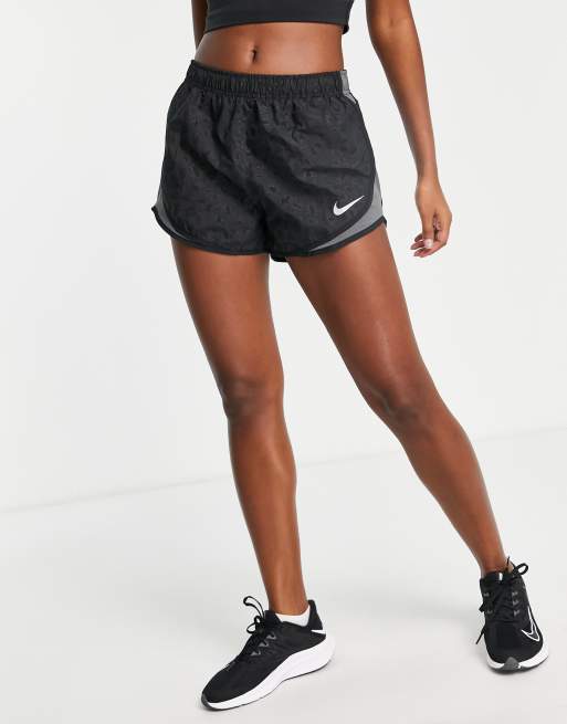 Nike Running Dri-FIT Tempo leopard print shorts in black