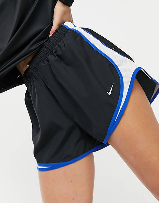 Nike Running Tempo shorts in black and blue |