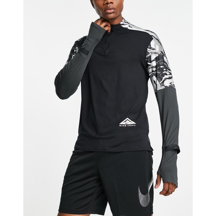 Nike Running Dri-FIT Trail Element half-zip graphic paneled long