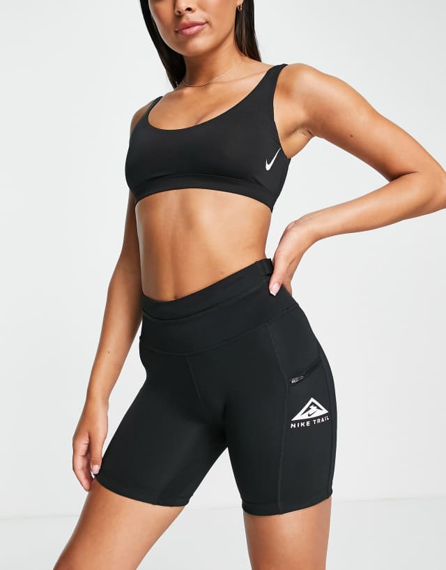 Nike Running Dri-FIT Trail Epic Luxe mid-rise legging shorts in black