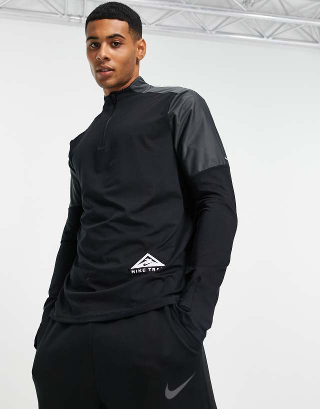 Nike Running Dri-FIT Trail half-zip long sleeve top in black