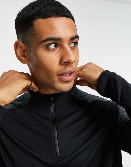 Product Detail  NIKE DRI FIT HALF ZIP LONG SLEEVE TOP - Black - S