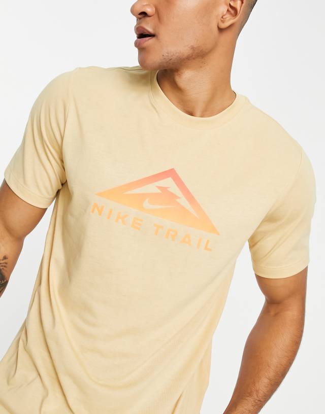 Nike Running Dri-FIT Trail logo t-shirt in sand