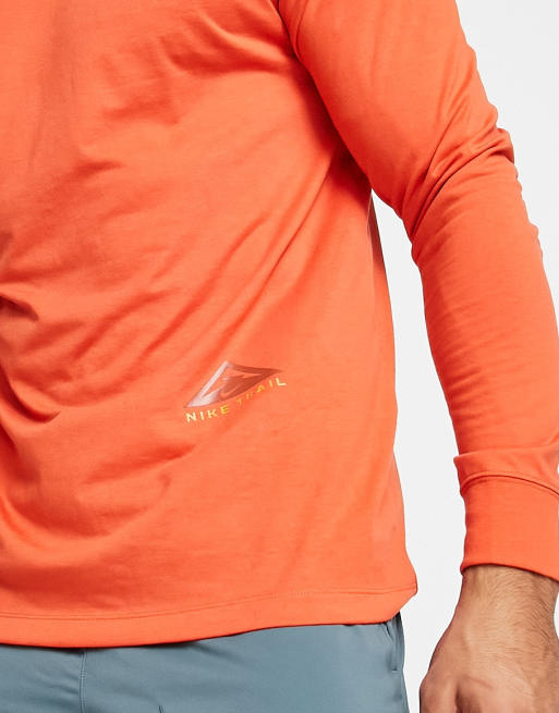 Nike Running Dri-FIT Trail long sleeve t-shirt in orange