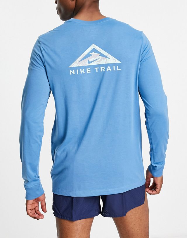 Nike Running Dri-FIT Trail long sleeve T-shirt in teal blue