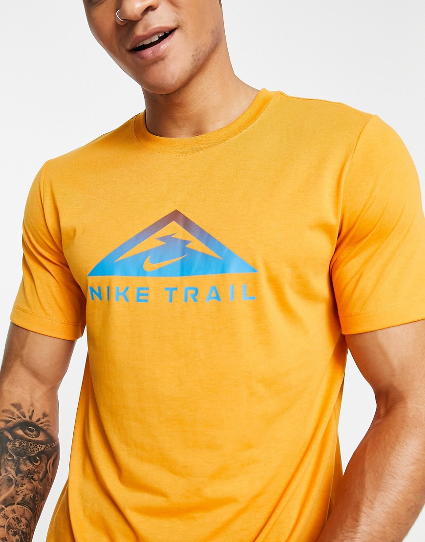 Nike Running Dri-FIT Trail t-shirt in mustard-Yellow
