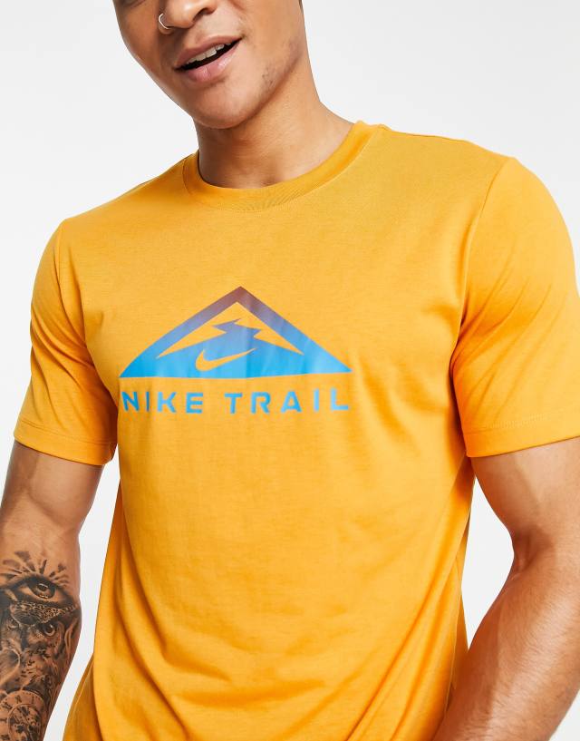 Nike Running Dri-FIT Trail t-shirt in mustard