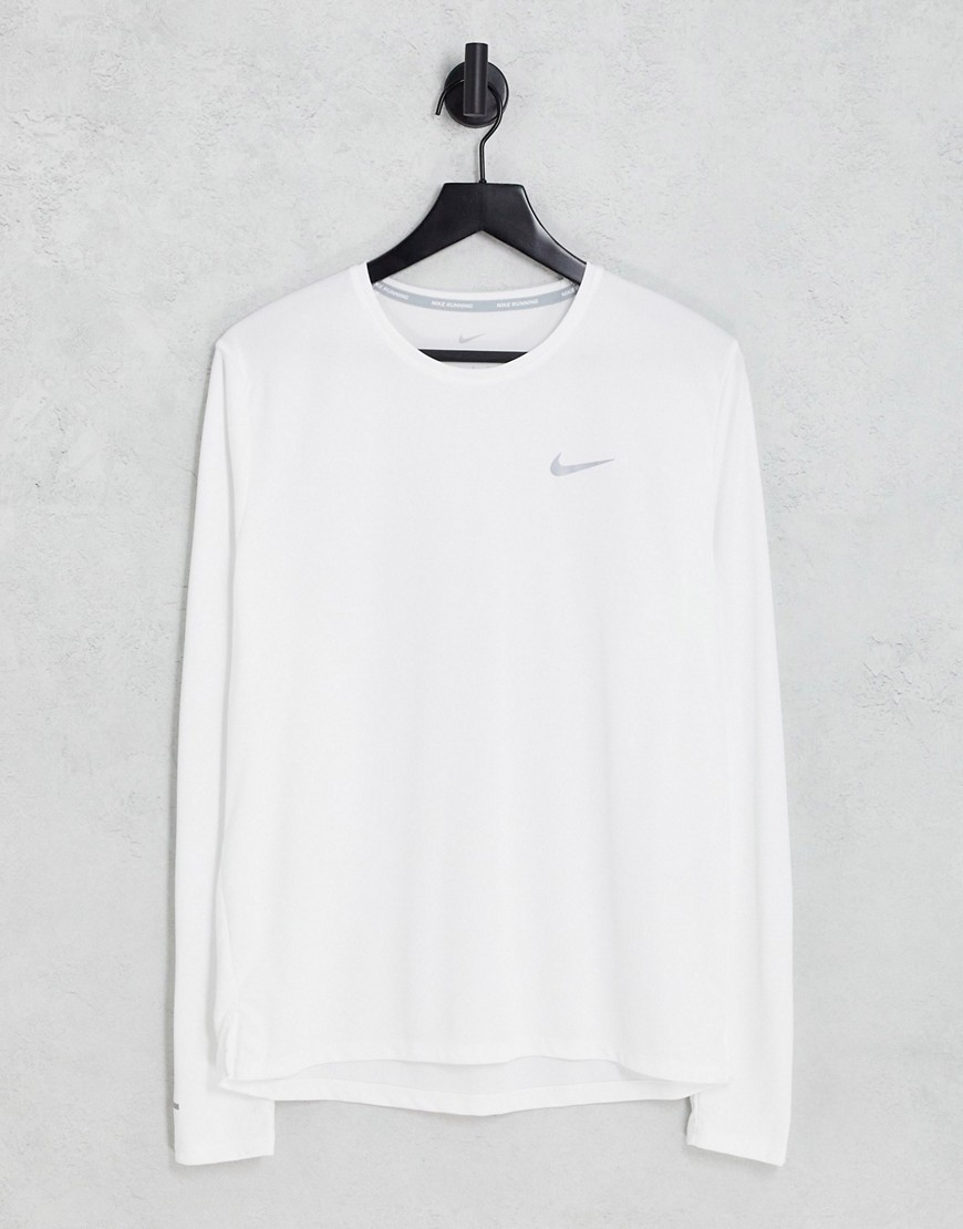 Nike Running Dri-FIT UV Miler long sleeve t-shirt in white