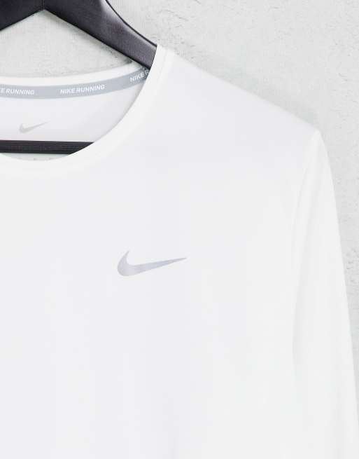 Nike Men's Miler Dri-FIT UV Long-Sleeve Running Top White