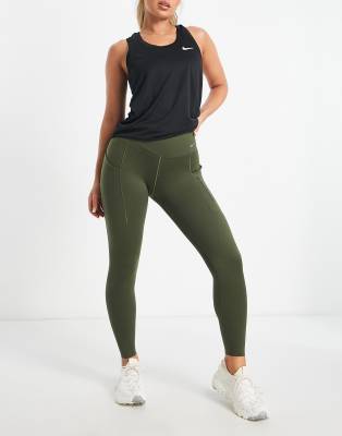 Nike Running Dri-mid rise 7/8 leggings in khaki-Green