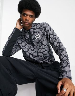 Nike Running DYE Element Dri-FIT half zip printed top in grey - ASOS Price Checker