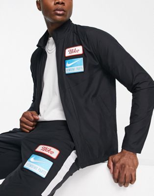 Nike Running D.Y.E. jacket in black with back print
