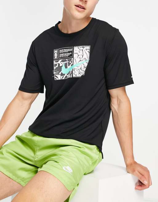 Nike Running - DYE Miler Dri-FIT - Sort T-shirt med grafik