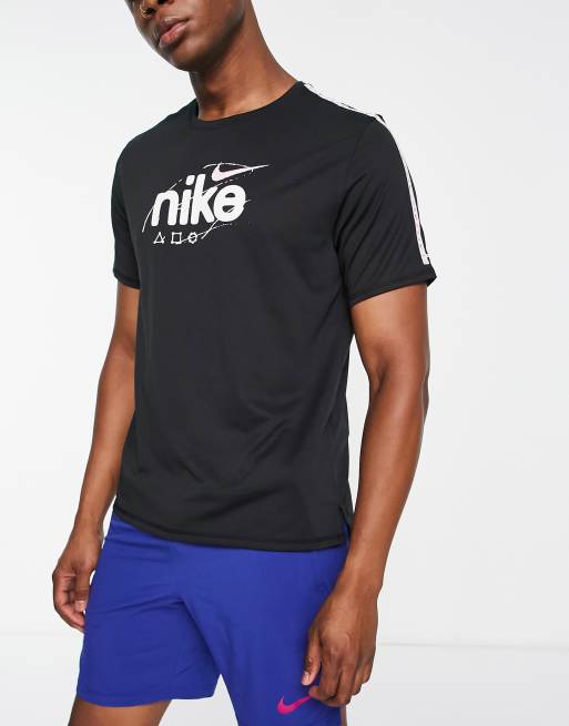 Nike Running – DYE Miler – Lauf-T-Shirt in Schwarz