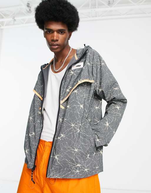 Nike Running DYE Repel UV Windrunner printed jacket in grey