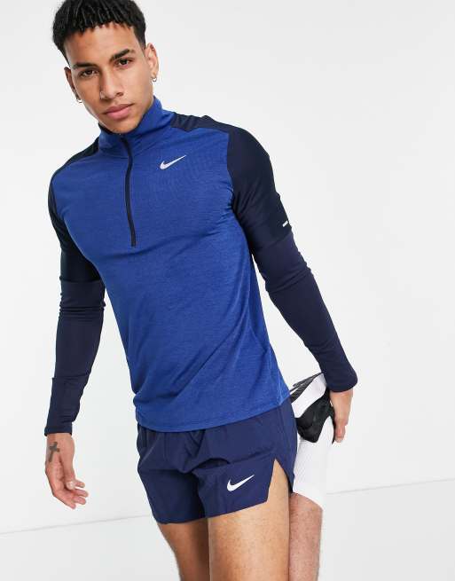 Nike Running Element 1/4 zip top in navy