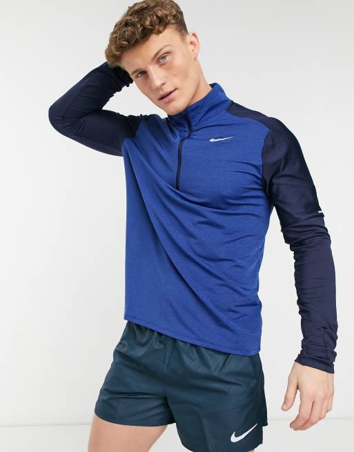 Nike Running Element 1 4 zip top in navy ASOS