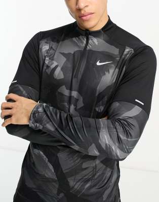 Nike Running Element camo half zip sweat in black - ASOS Price Checker