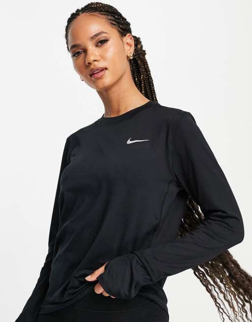 Nike Running Element Dri-FIT crew long sleeve t-shirt in black