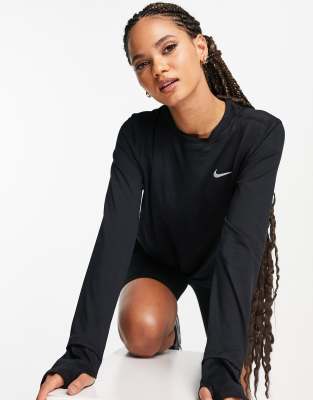 Nike Running Element Dri-FIT crew top in black - ASOS Price Checker
