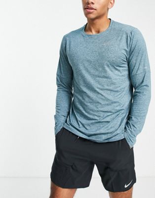 Nike Running Element Dri-FIT crew top in teal blue