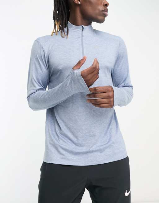 Nike Running – Element Dri-FIT – Grå topp med dragkedja vid halsen