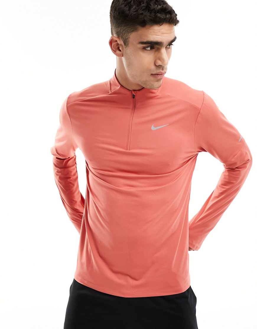 Nike Running Element Dri-Fit half zip in pink-Red