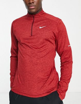 Nike Running Element Dri-FIT half zip top in red