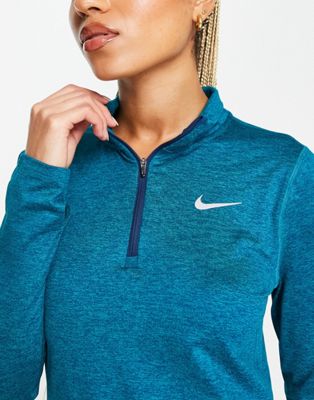 Nike Running Element Dri-FIT half zip top in teal blue - ASOS Price Checker