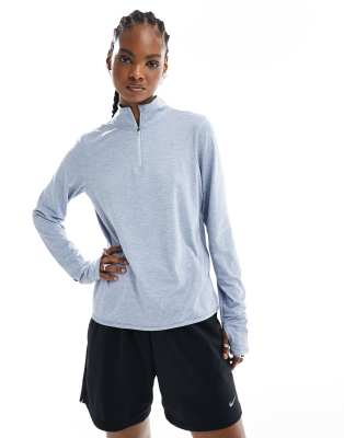 Nike Running - Element Dri-FIT - Langärmlige Midlayer-Jacke in Hellblau mit kurzem Reißverschluss