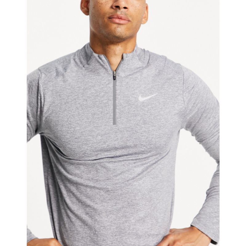 Activewear 7Ht1m Nike Running - Element - Felpa grigio mélange con zip corta