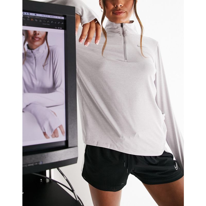 Donna 07TEF Nike Running - Element - Felpa lilla con zip corta
