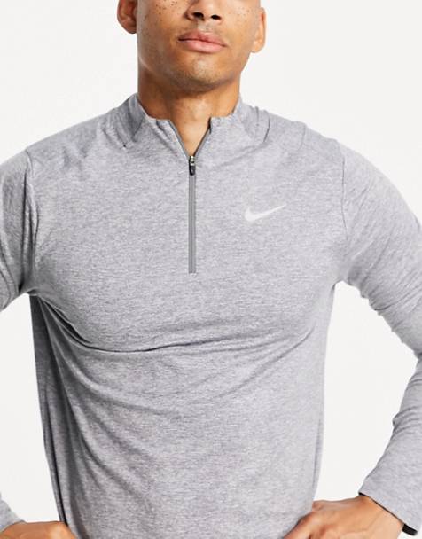 나이키 Nike Running Element half zip sweat in grey marl,Grey