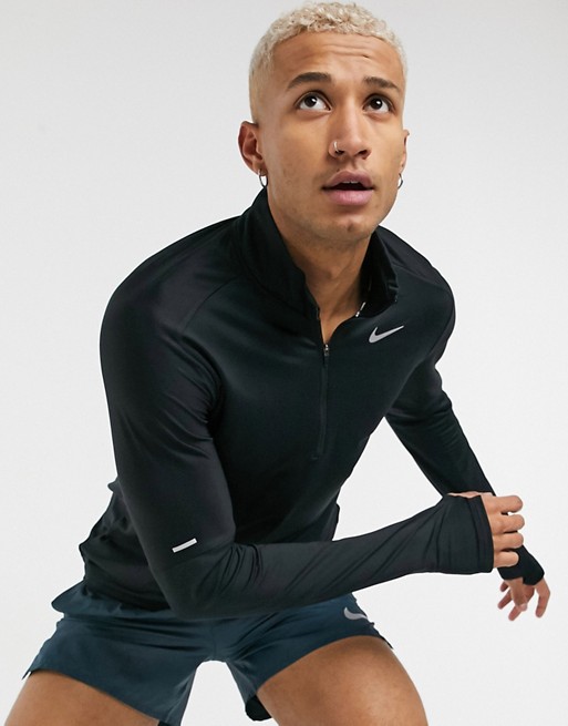Nike Running element half zip top in black