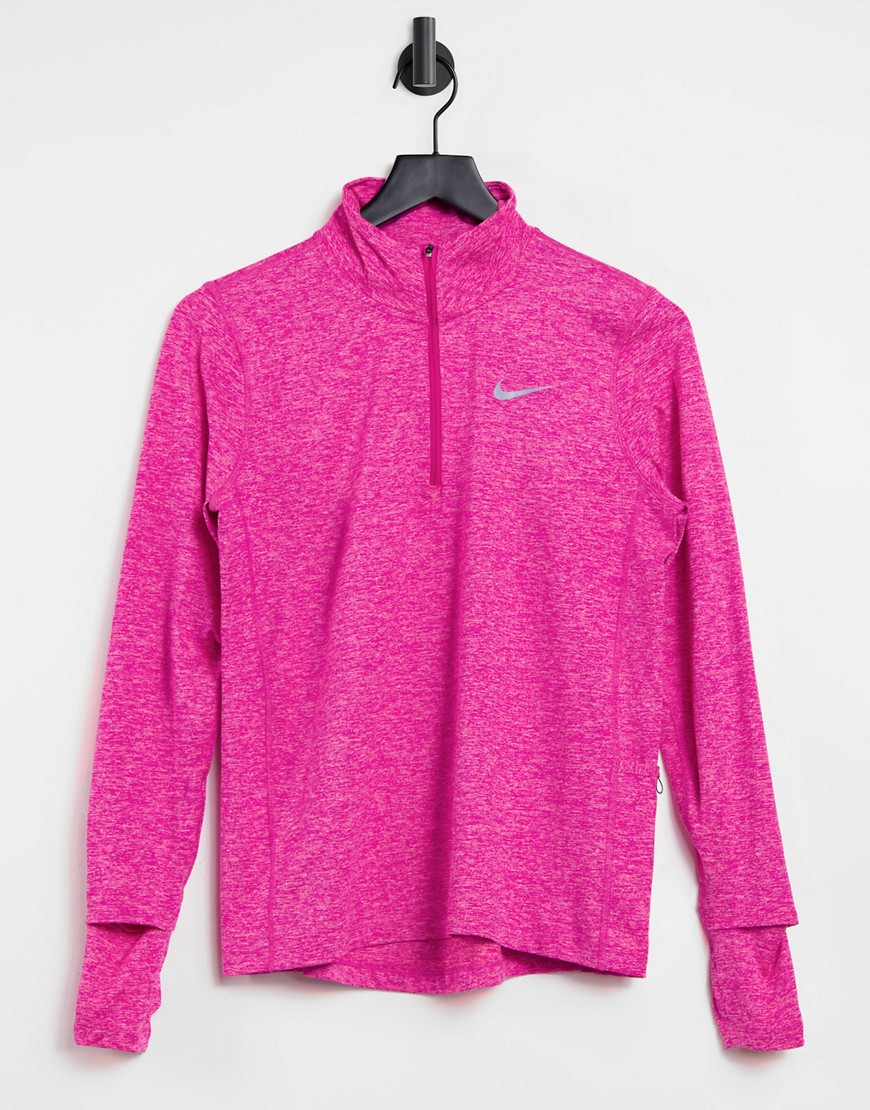 Nike Running Element half zip top in pink heather