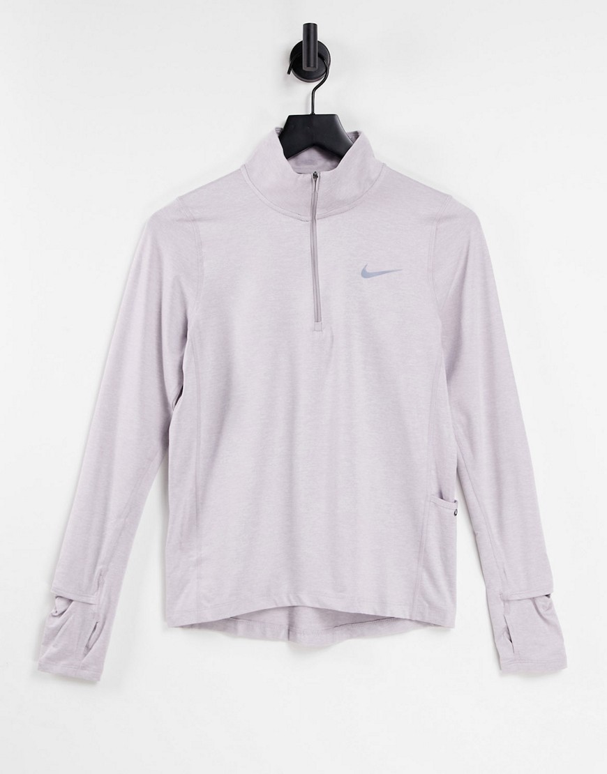Nike Running Element Pacer half-zip sweat in lilac heather-Purple