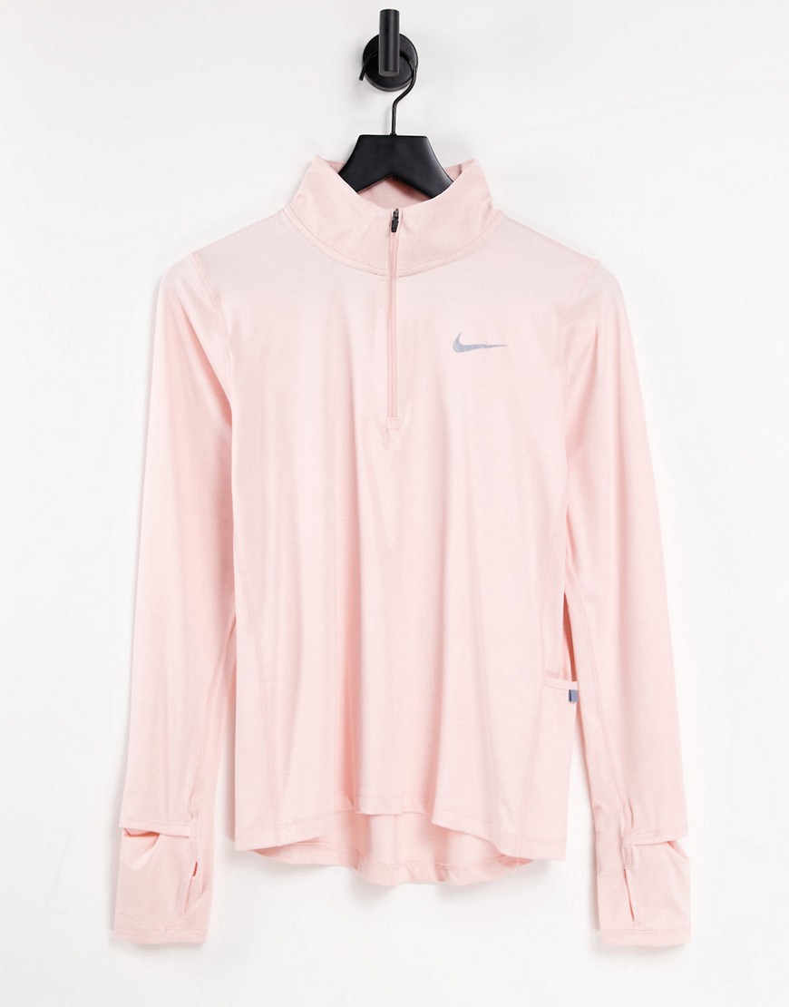 Nike Running Element Pacer half-zip sweat in pink heather