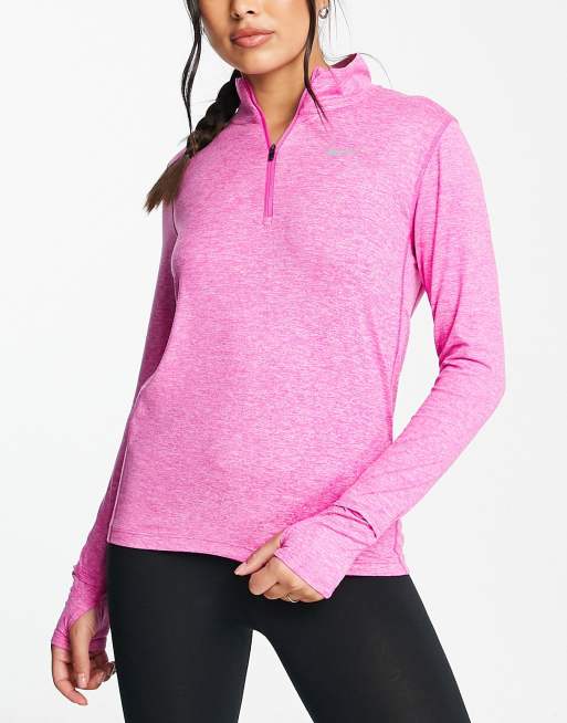 Nike Running - Element - Pink top med halv lynlås og lange ærmer