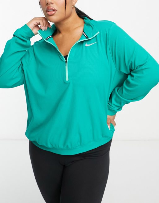 Nike Running Element Plus Seasonal novelty Dri-FIT 1/4 zip top in green