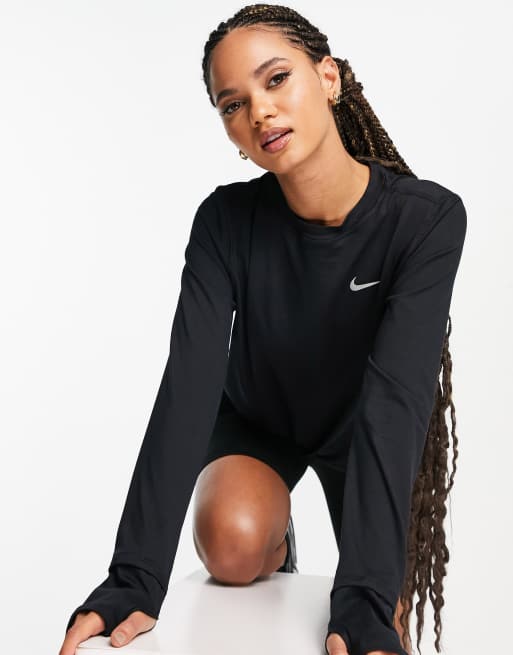 Nike Running - Element - Sneldrogende Dri-FIT top met ronde hals in zwart