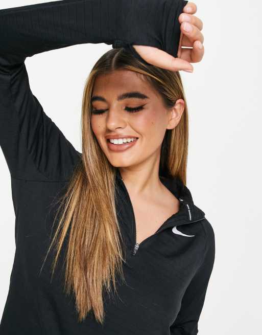 Nike Running Element Therma-FIT 1/4 zip top in black, 3 of 4
