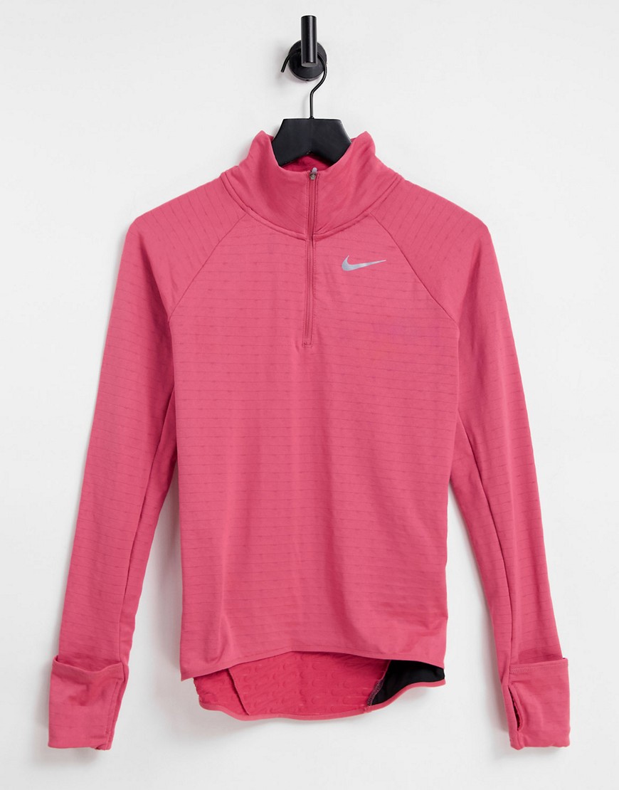 Nike Running Element Therma-FIT half zip top in pink
