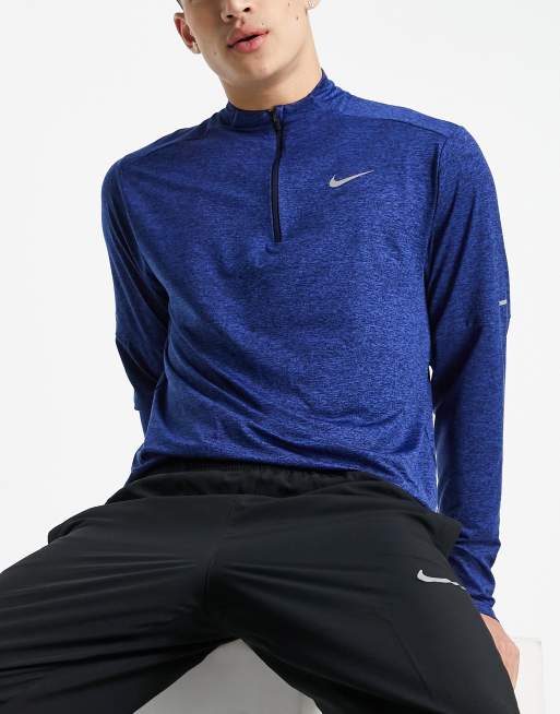 Nike Running - Element - Top a maniche lunghe con zip corta in tessuto Dri-FIT blu