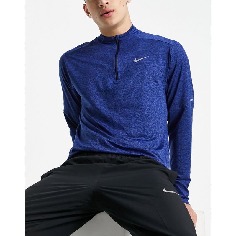 Corsa Uomo Nike Running - Element - Top a maniche lunghe con zip corta in tessuto Dri-FIT blu